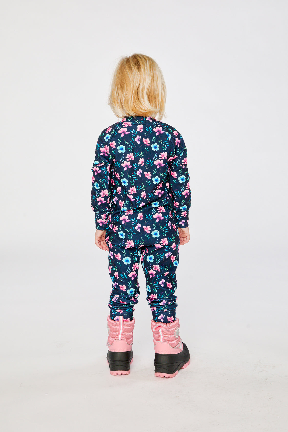 One Piece Thermal Underwear Blue Floral Print - Image 4