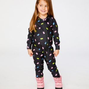 Alternative view of One Piece Thermal Underwear Black Printed Gummy Bears