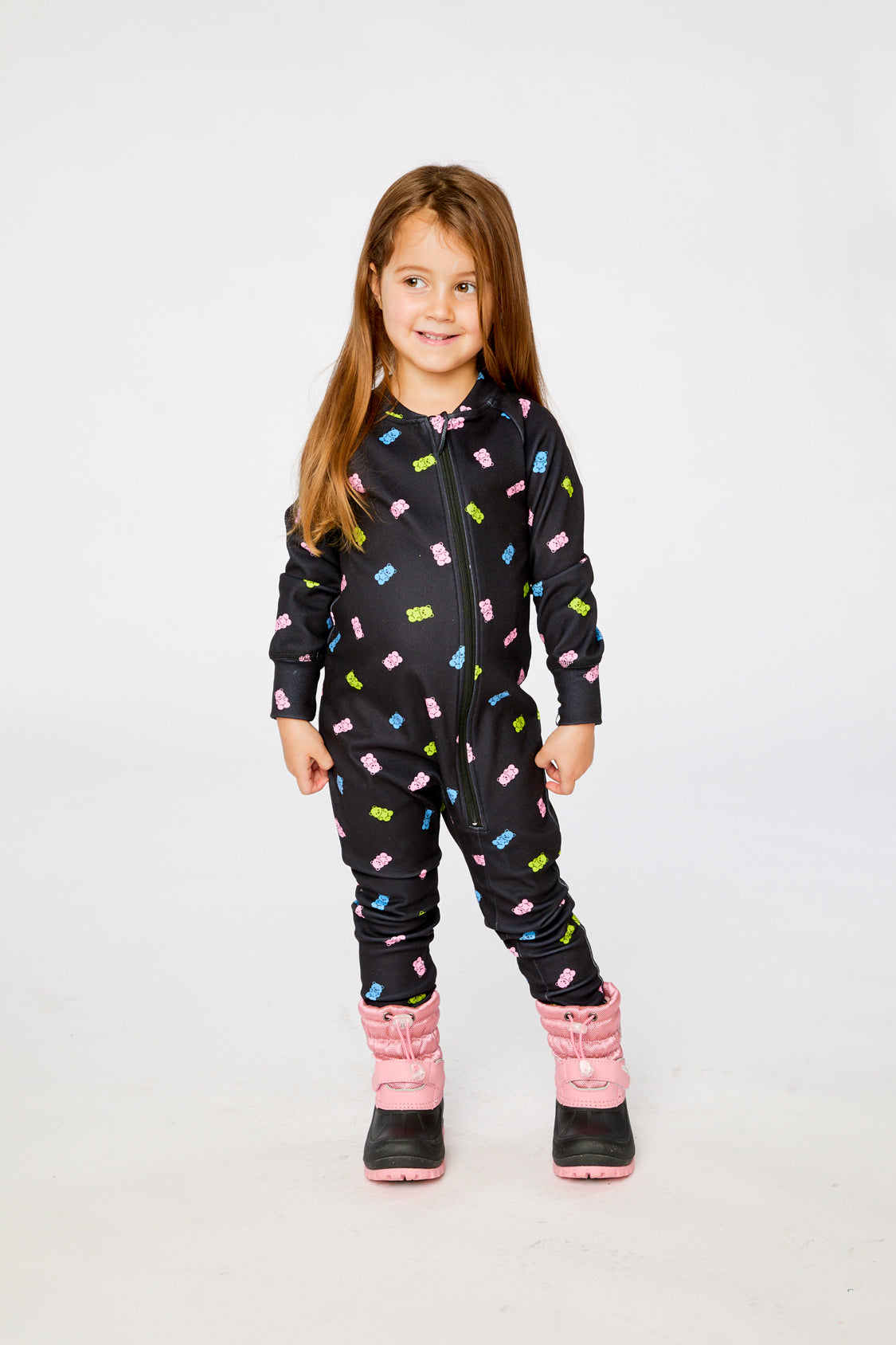 One Piece Thermal Underwear Black Printed Gummy Bears - Image 2