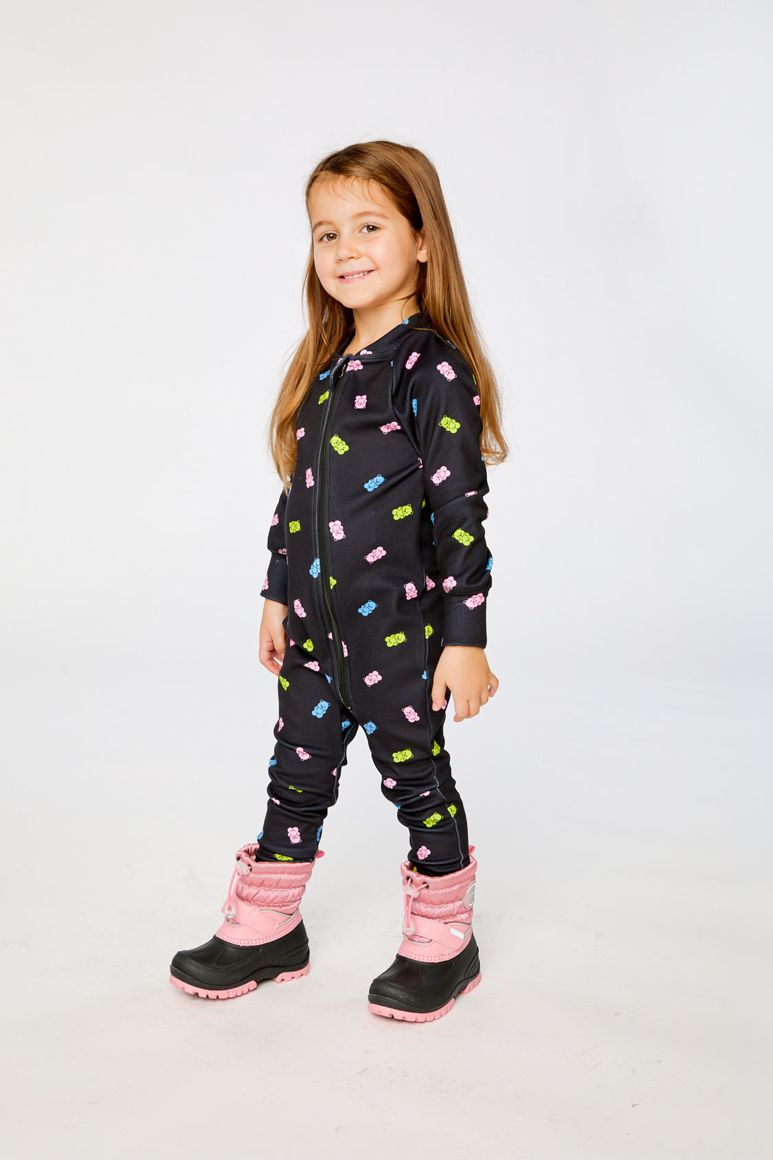 One Piece Thermal Underwear Black Printed Gummy Bears - Image 3