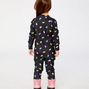 One Piece Thermal Underwear Black Printed Gummy Bears - Image 4