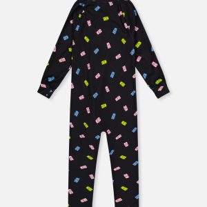 One Piece Thermal Underwear Black Printed Gummy Bears - Image 5