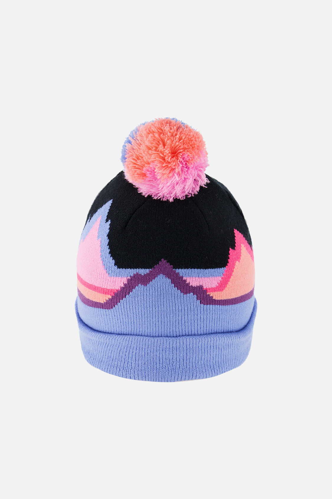 Winter Knit Hat With Pompom Black Printed Mountains - Image 3