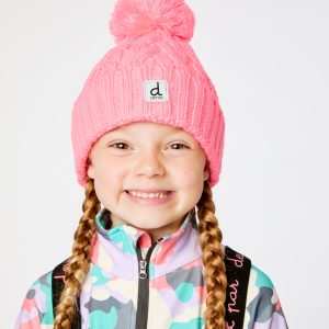 Alternative view of Winter Knit Hat With Pompom Neon Coral
