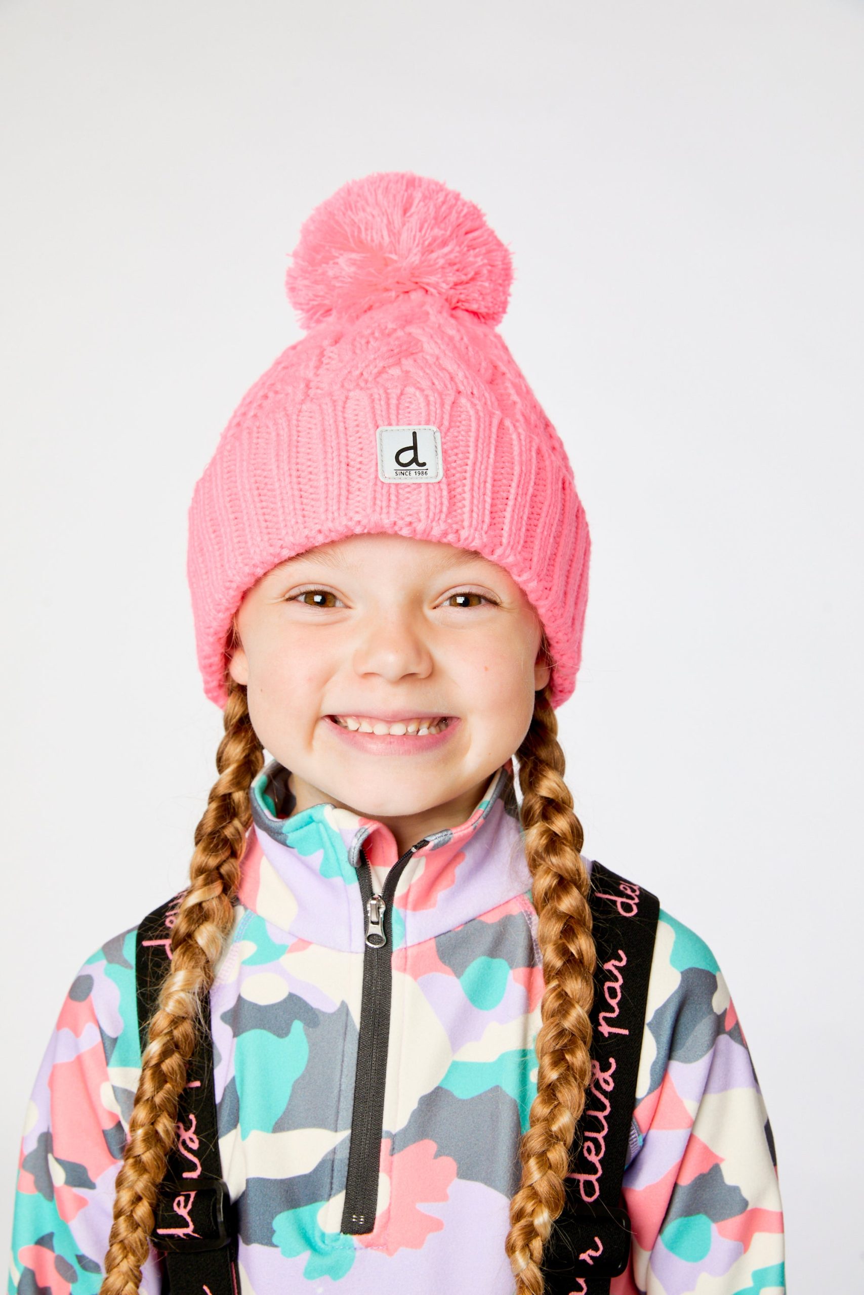 Winter Knit Hat With Pompom Neon Coral - Image 2