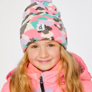 Alternative view of Winter Knit Hat With Pompom Coral Camouflage