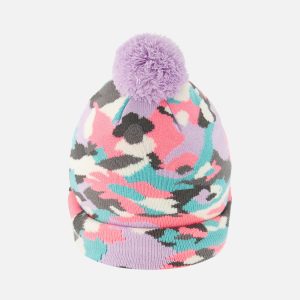 Winter Knit Hat With Pompom Coral Camouflage - Image 3
