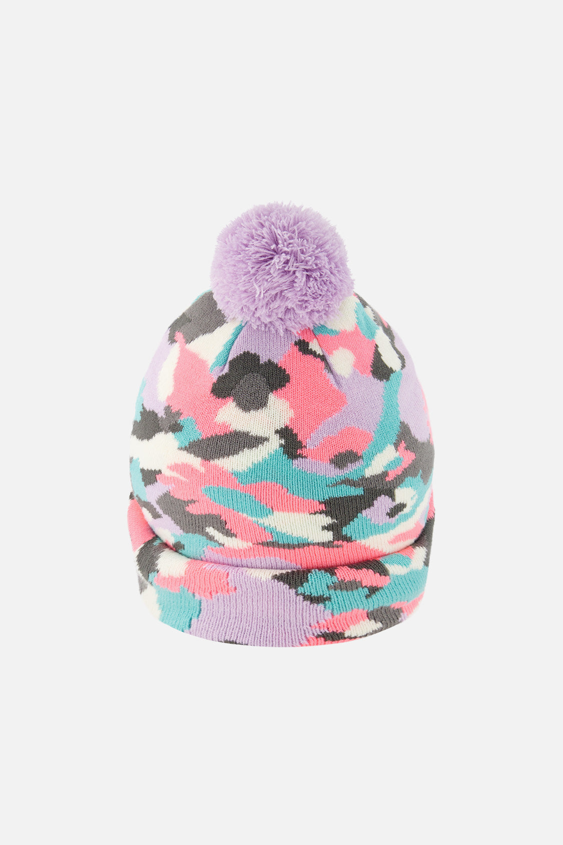Winter Knit Hat With Pompom Coral Camouflage - Image 3