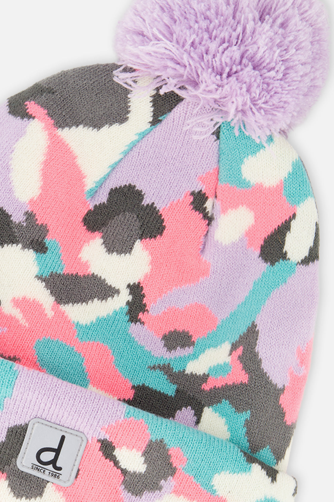 Winter Knit Hat With Pompom Coral Camouflage - Image 4