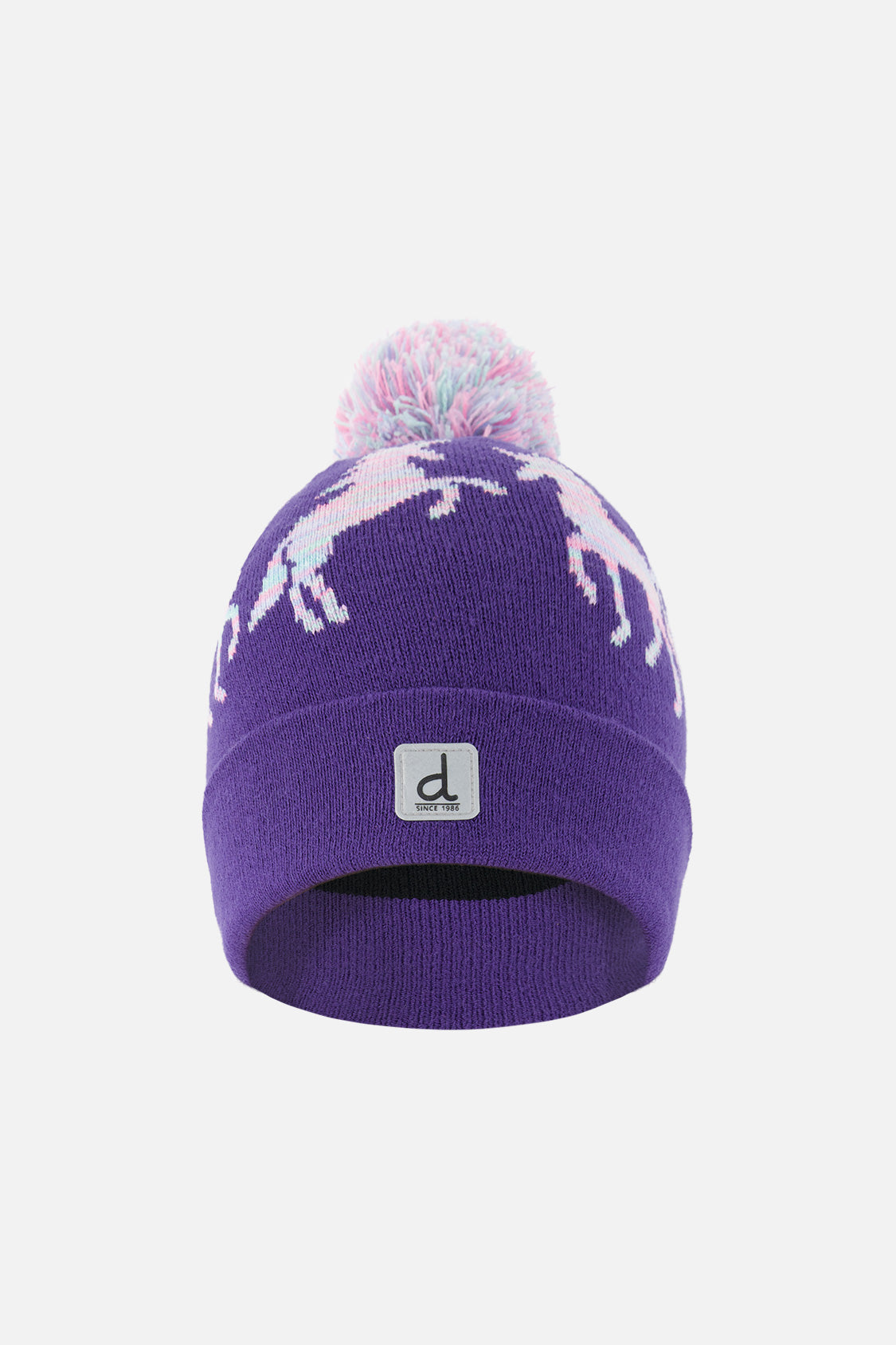 Winter Knit Hat With Pompom Purple And Blue - Image 5