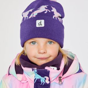 Alternative view of Winter Knit Hat With Pompom Purple And Blue