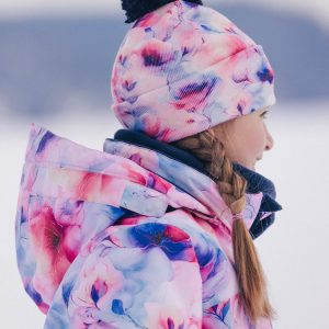 Alternative view of Winter Knit Hat With Pompom Mauve Printed Flowers