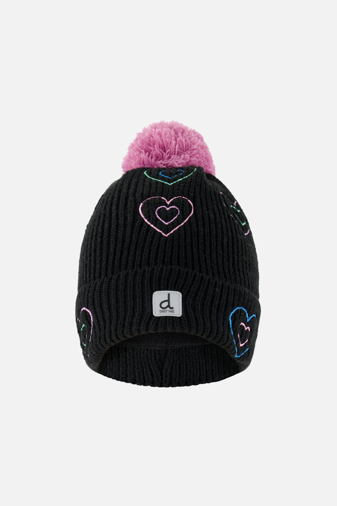 Winter Knit Hat With Pompom Black, Mauve And Blue - Image 7
