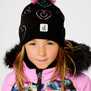 Alternative view of Winter Knit Hat With Pompom Black, Mauve And Blue
