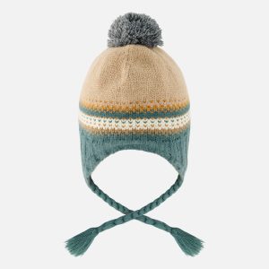 Alternative view of Baby Winter Peruvian Knit Hat With Pompom Beige And Green Jacquard