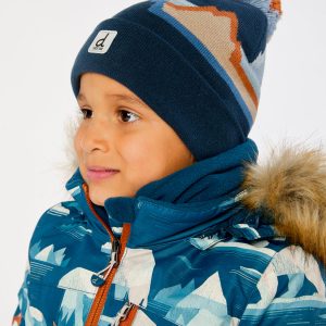 Winter Knit Hat With Pompom Blue Mountain Jacquard - Image 3