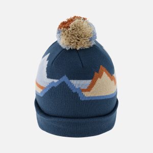 Winter Knit Hat With Pompom Blue Mountain Jacquard - Image 4