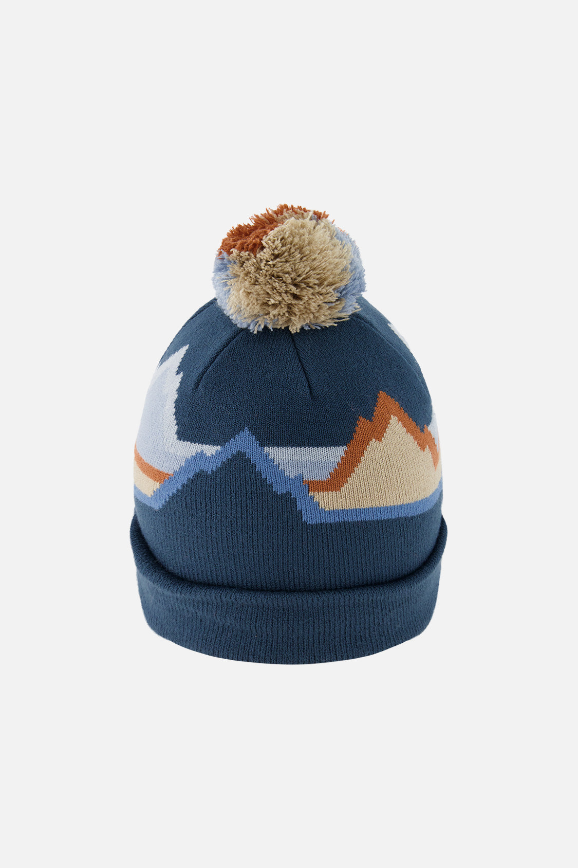 Winter Knit Hat With Pompom Blue Mountain Jacquard - Image 4