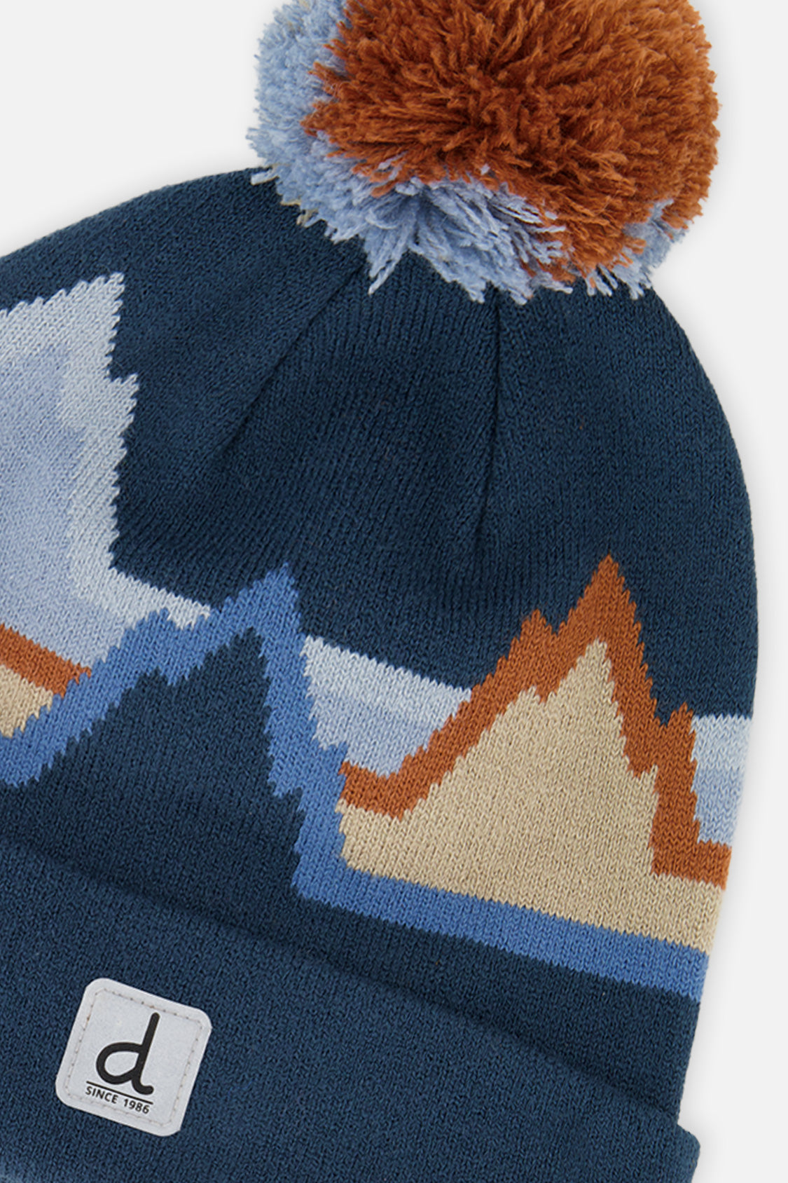 Winter Knit Hat With Pompom Blue Mountain Jacquard - Image 5