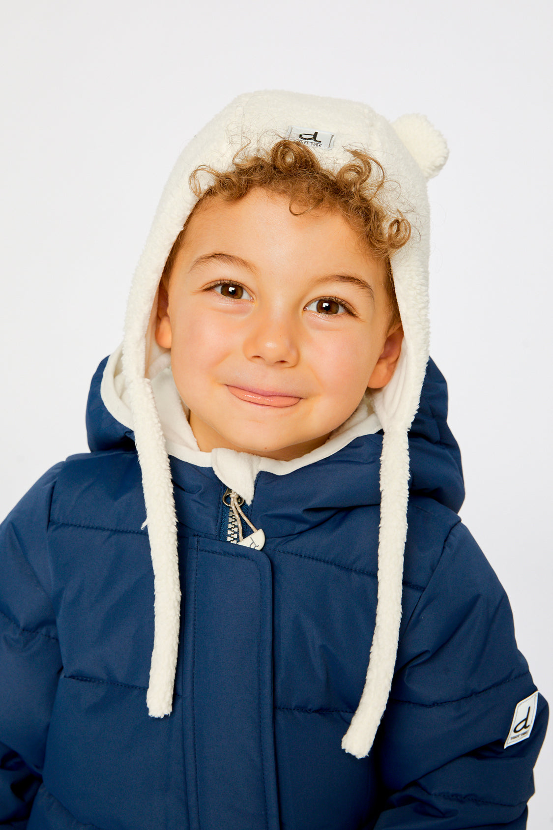 Baby Winter Sherpa Hat With Ear Flaps And Ears Off-White - Image 2