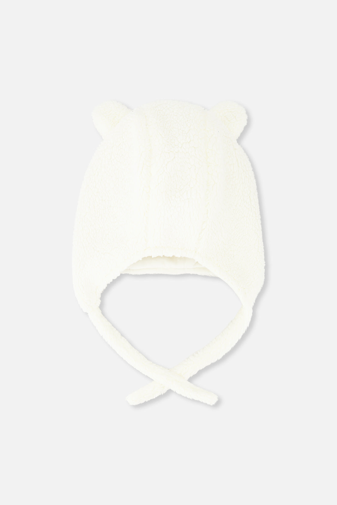 Baby Winter Sherpa Hat With Ear Flaps And Ears Off-White - Image 3