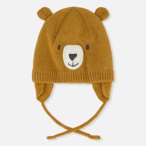 Baby Bear Winter Knit Hat With Ear Flaps And Ears Brown Sugar - Image 8