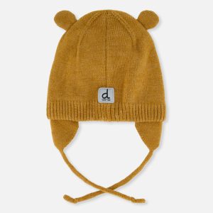 Baby Bear Winter Knit Hat With Ear Flaps And Ears Brown Sugar - Image 3