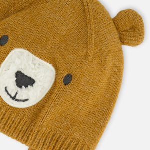 Baby Bear Winter Knit Hat With Ear Flaps And Ears Brown Sugar - Image 4