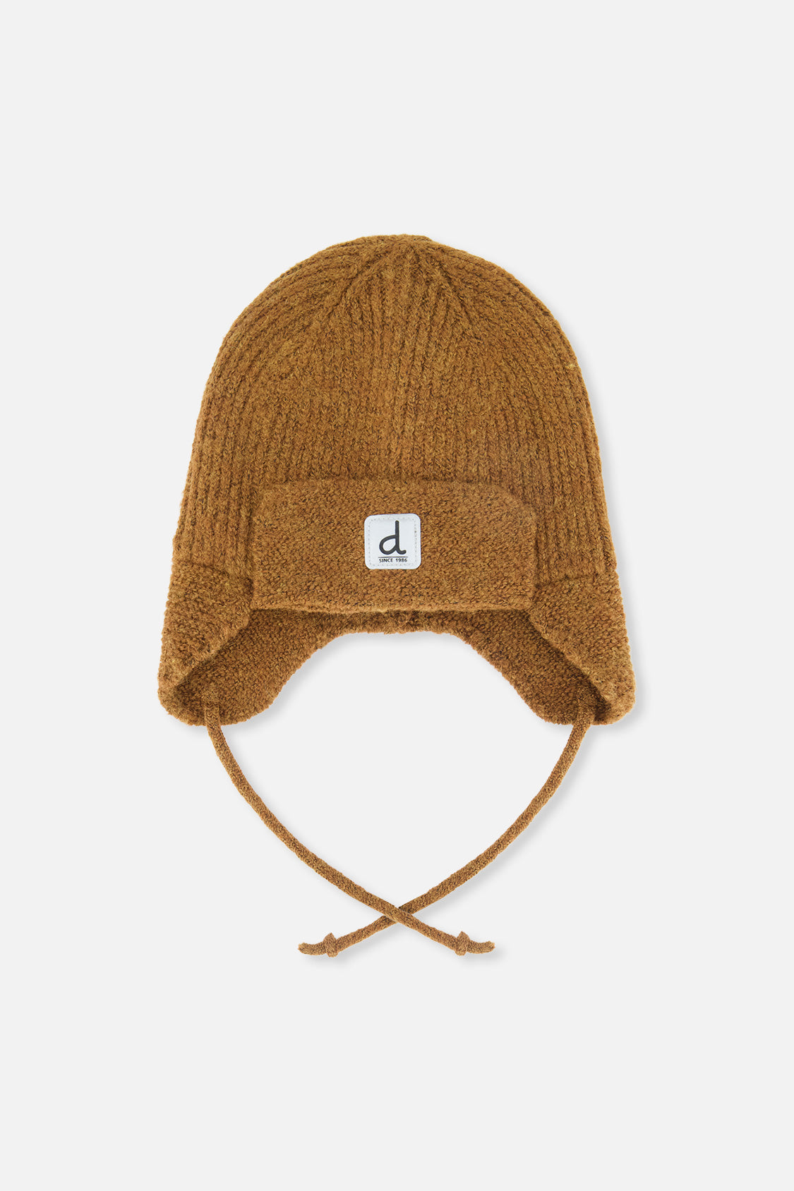 Baby Winter Knit Hat With Ear Flaps And Strings Brown Sugar - Image 8