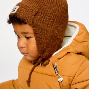Alternative view of Baby Winter Knit Hat With Ear Flaps And Strings Brown Sugar