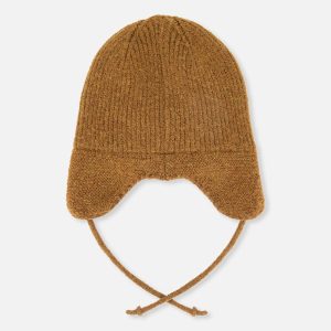 Baby Winter Knit Hat With Ear Flaps And Strings Brown Sugar - Image 3