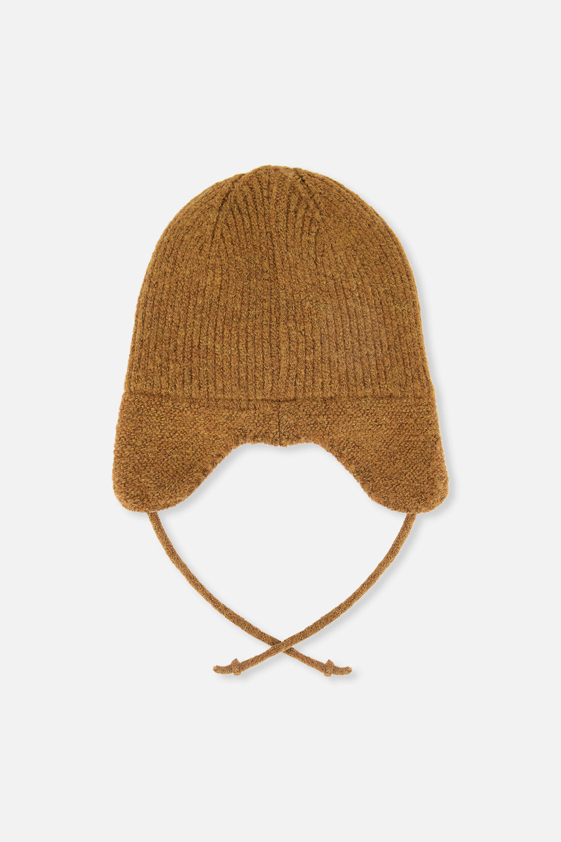 Baby Winter Knit Hat With Ear Flaps And Strings Brown Sugar - Image 3