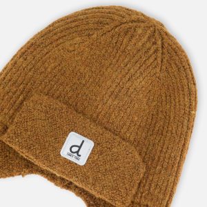 Baby Winter Knit Hat With Ear Flaps And Strings Brown Sugar - Image 4