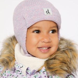 Alternative view of Baby Winter Knit Hat With Ear Flaps And Strings Lavender