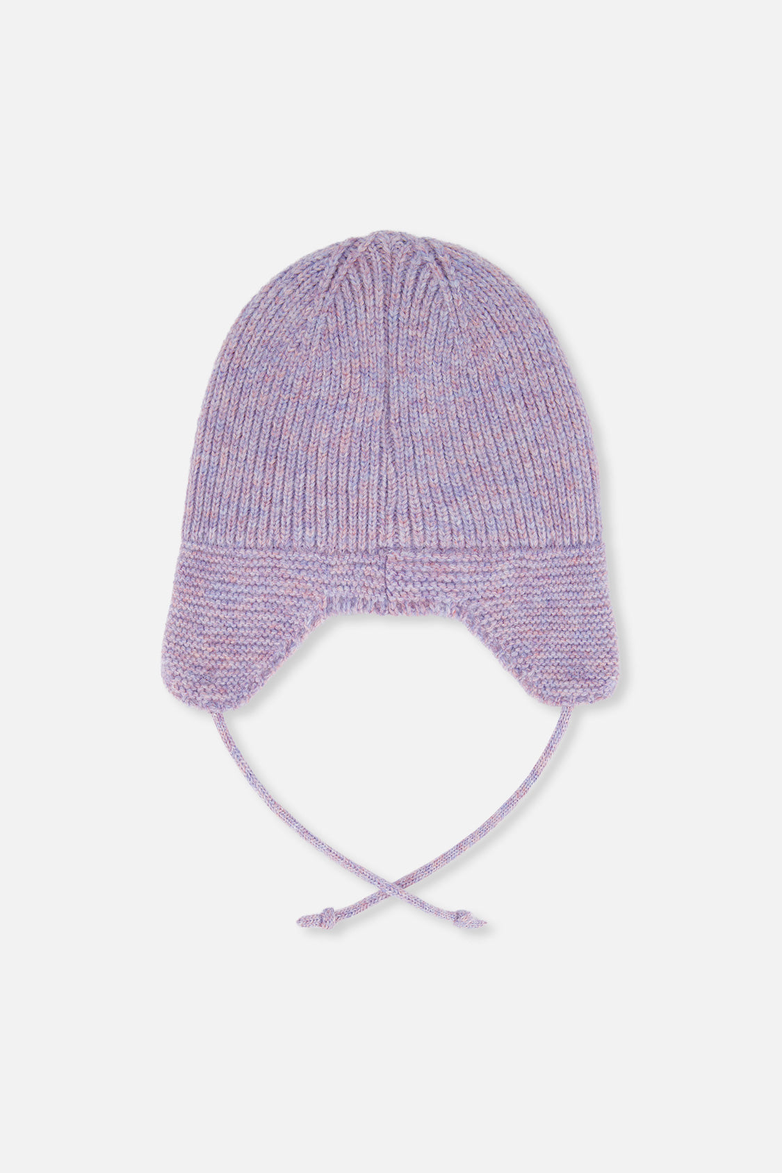 Baby Winter Knit Hat With Ear Flaps And Strings Lavender - Image 3