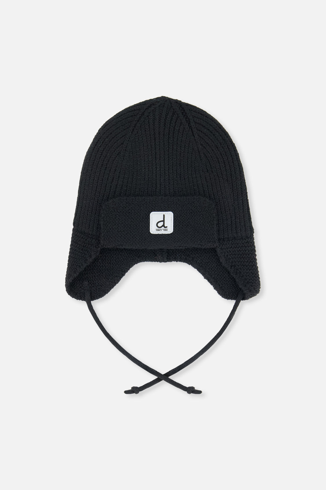 Baby Winter Knit Hat With Ear Flaps And Strings Noir - Image 8