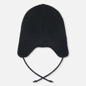 Baby Winter Knit Hat With Ear Flaps And Strings Noir - Image 3