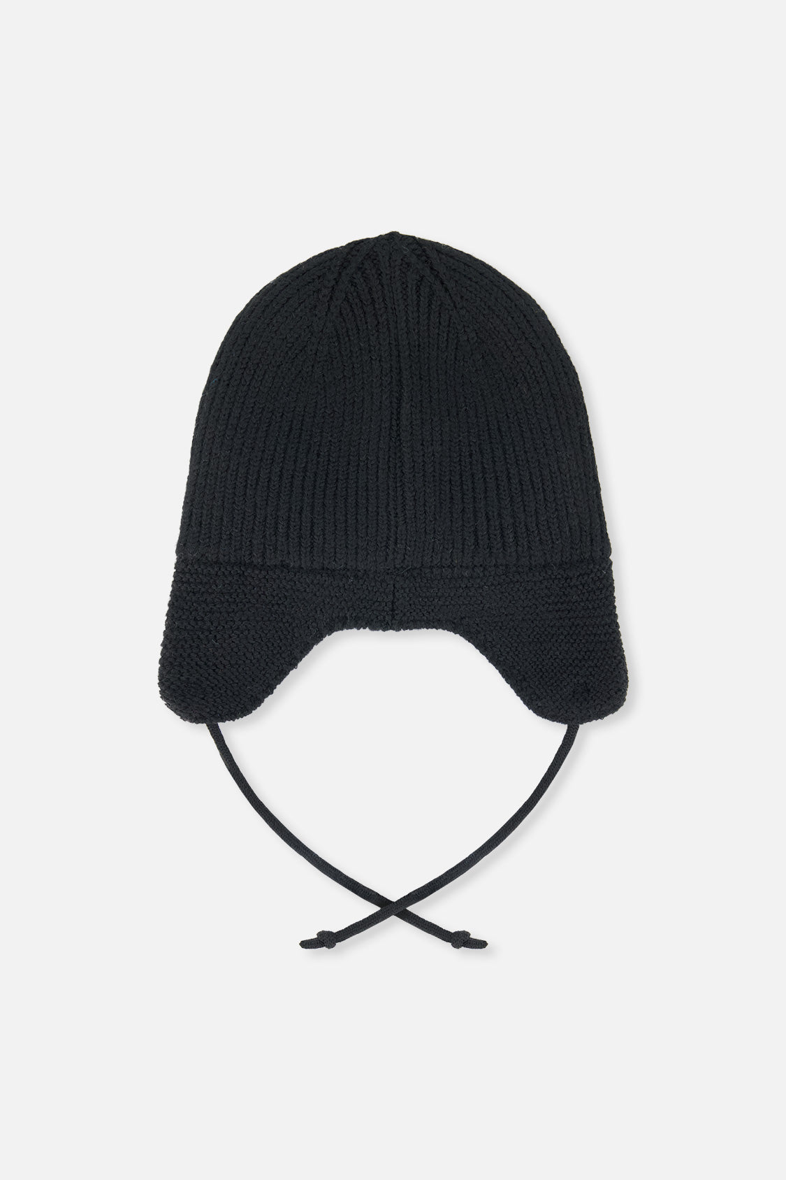 Baby Winter Knit Hat With Ear Flaps And Strings Noir - Image 3