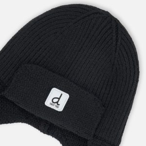 Baby Winter Knit Hat With Ear Flaps And Strings Noir - Image 4