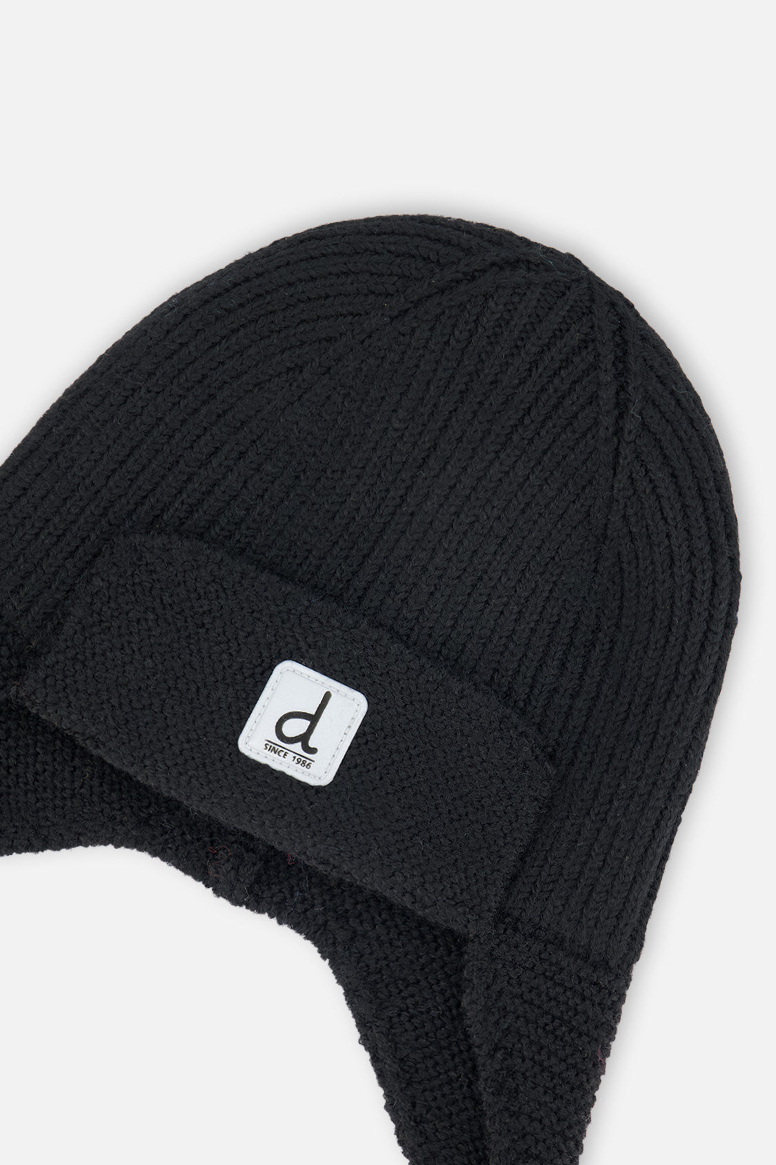 Baby Winter Knit Hat With Ear Flaps And Strings Noir - Image 4
