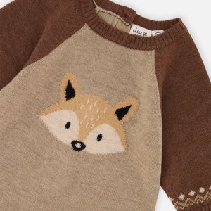 Knitted Intarsia Romper Brown Cinnamon - Image 4