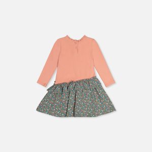 Alternative view of Baby Bi-Material Dress Pale Pink And Green Floral Print