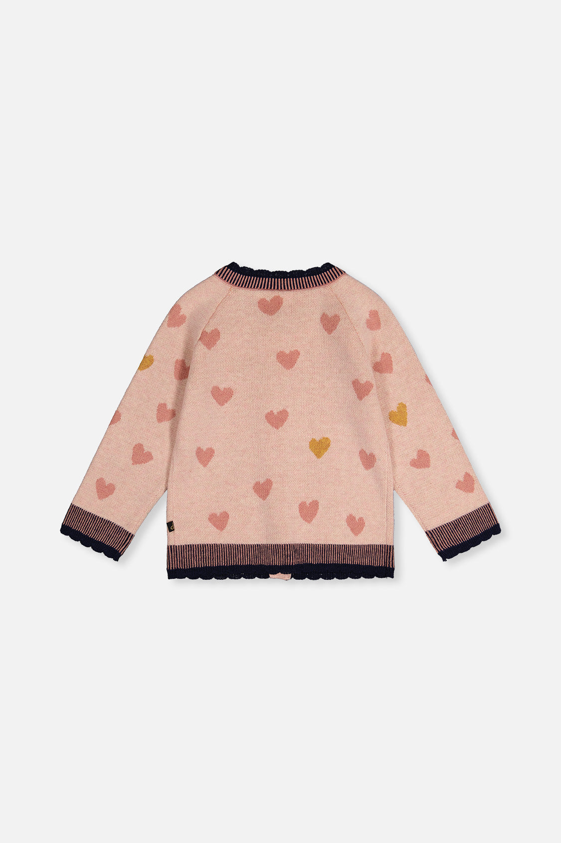 Knitted Jacquard Cardigan Pale Dusty Pink And Navy - Image 4