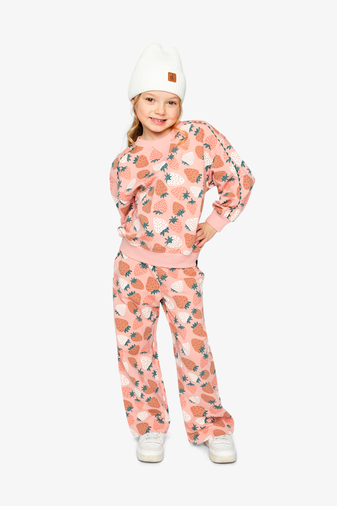 Wide Leg Sweatpants Pink Strawberry Print - Image 5
