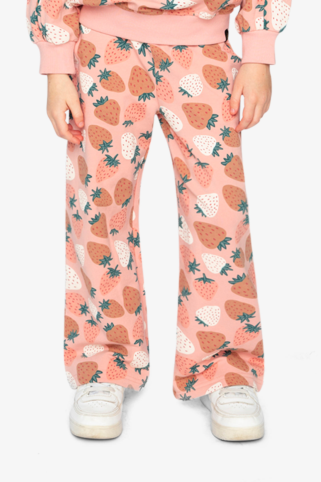 Wide Leg Sweatpants Pink Strawberry Print - Image 2