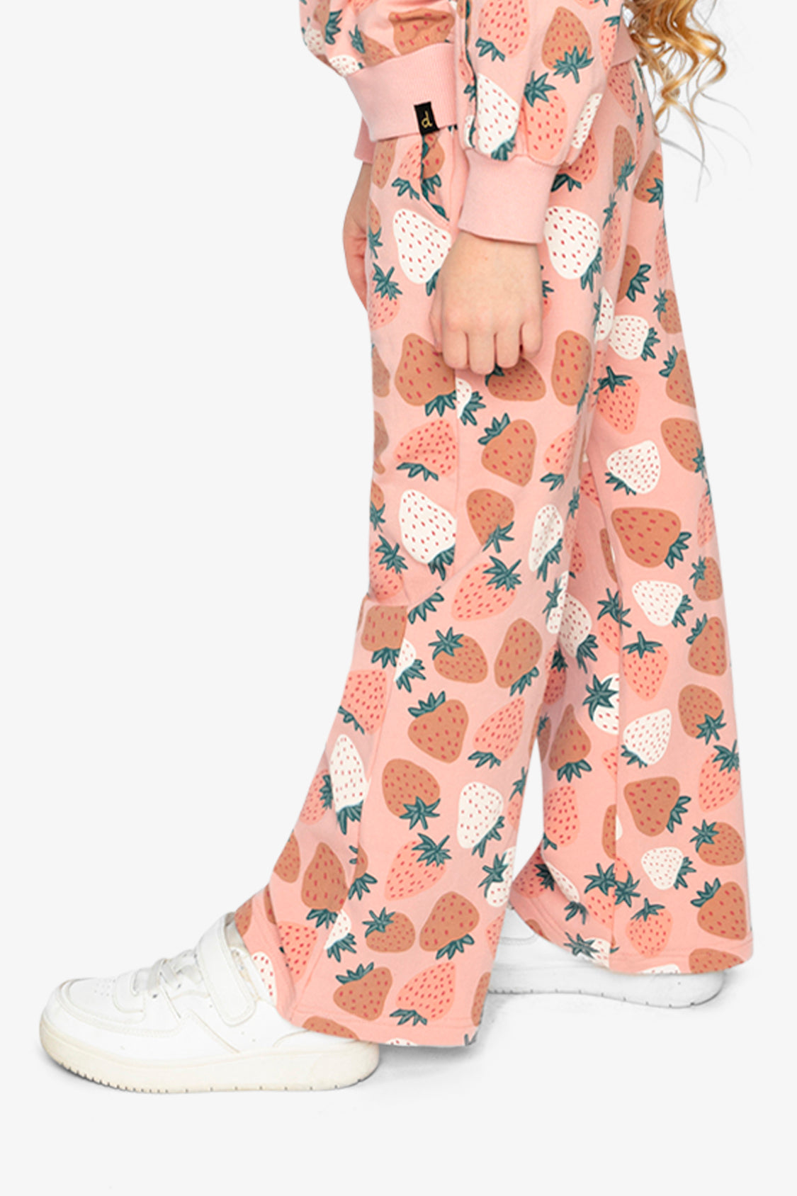 Wide Leg Sweatpants Pink Strawberry Print - Image 3