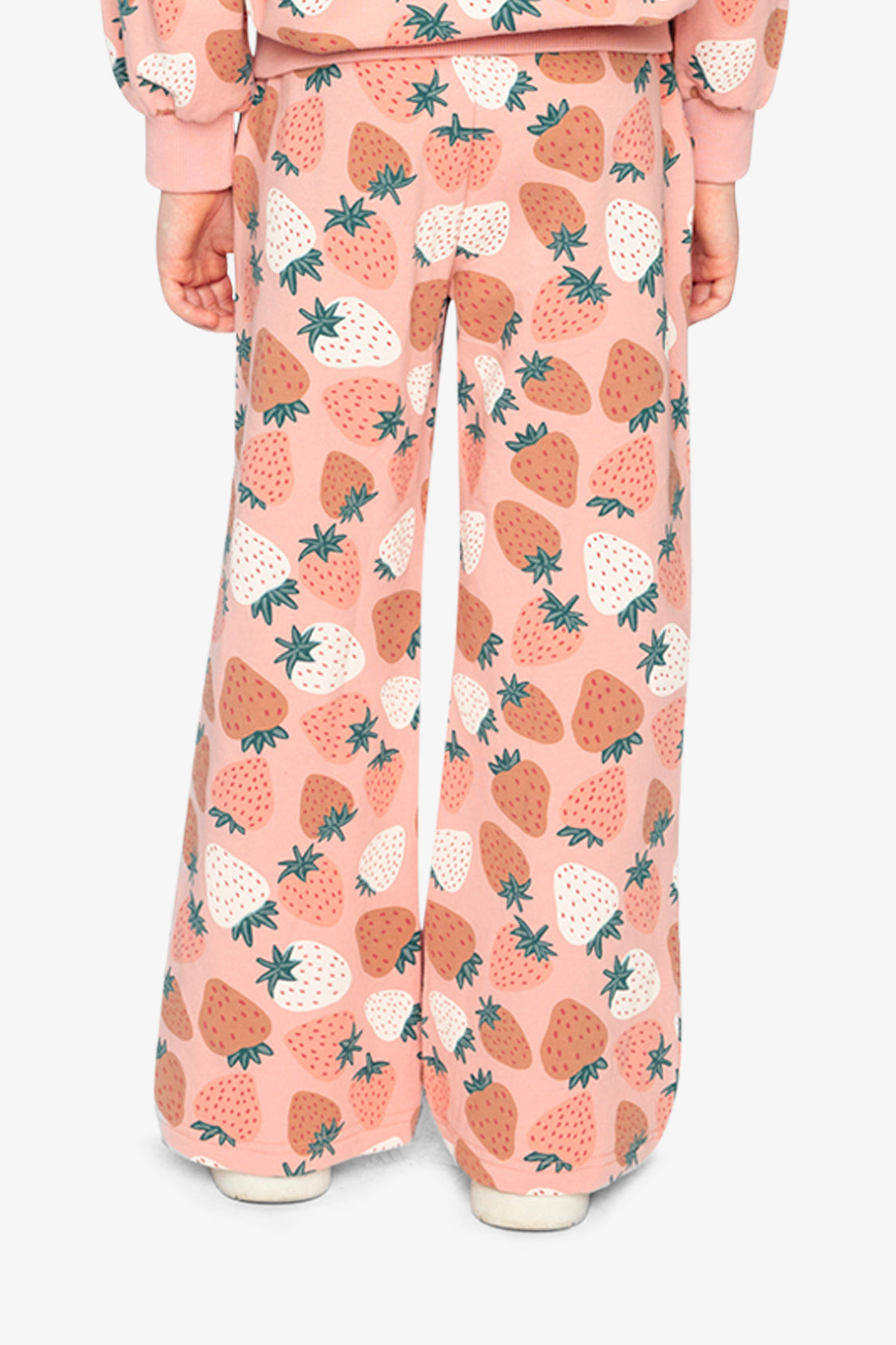 Wide Leg Sweatpants Pink Strawberry Print - Image 4