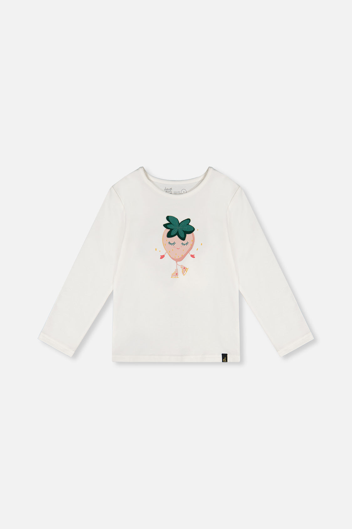 Long Sleeve Organic Cotton Strawberry T-Shirt Off White - Image 8