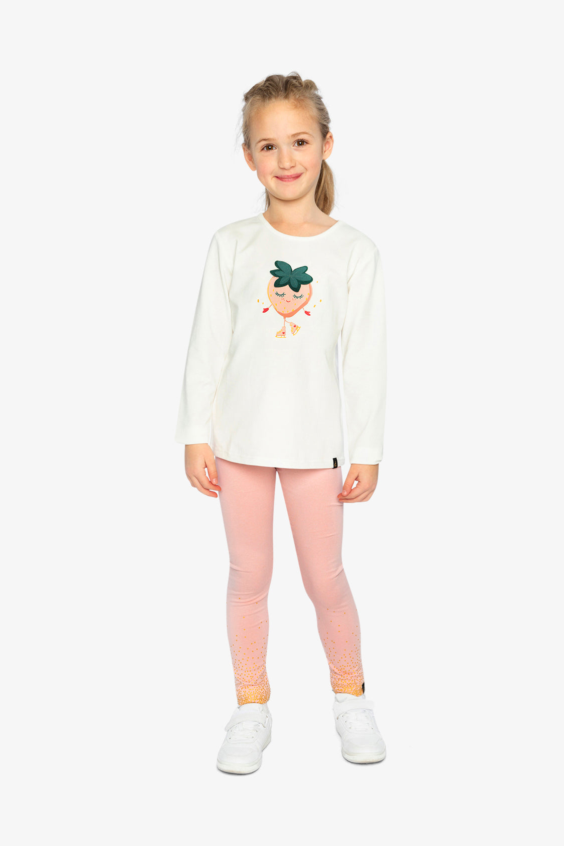 Long Sleeve Organic Cotton Strawberry T-Shirt Off White - Image 5