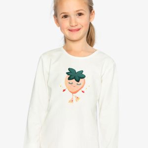 Alternative view of Long Sleeve Organic Cotton Strawberry T-Shirt Off White